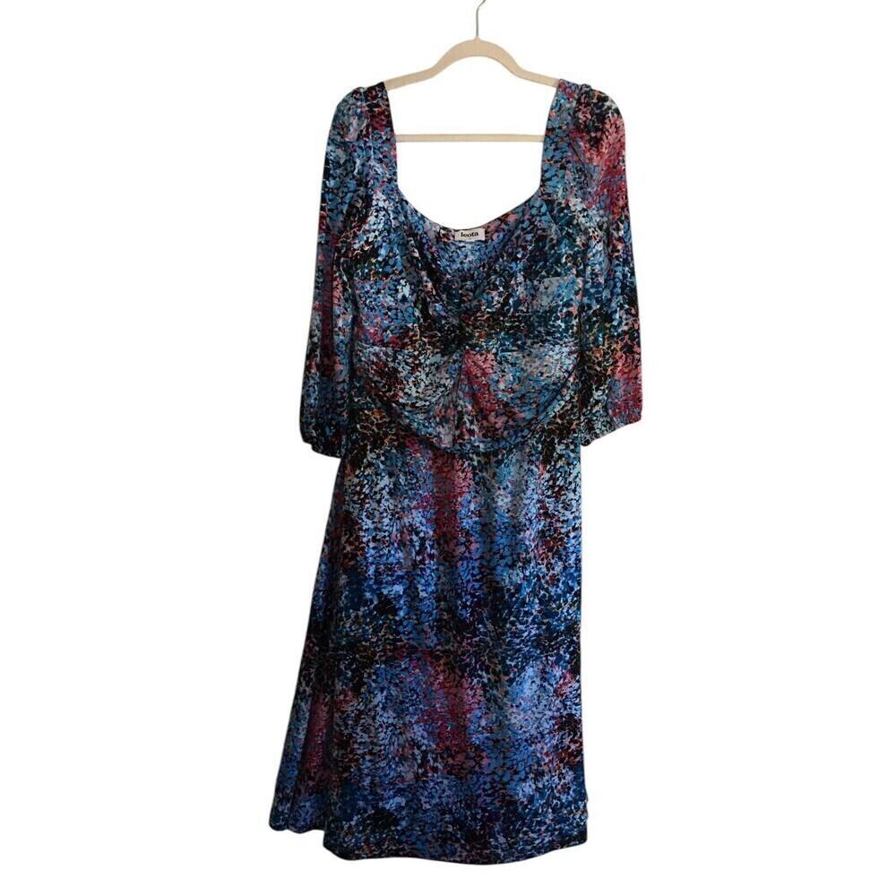Leota Dress Women's Size 1X Blue Multicolor Paint Splotch